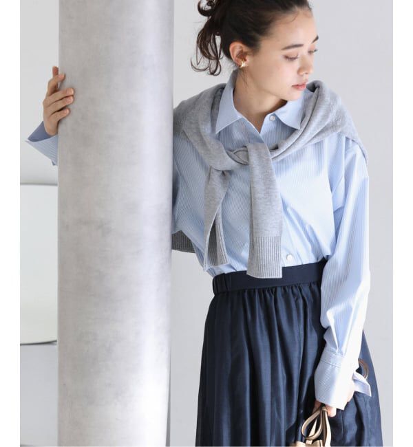  「【洗える】スリットカフスシャツ」|シャツ・ブラウス|