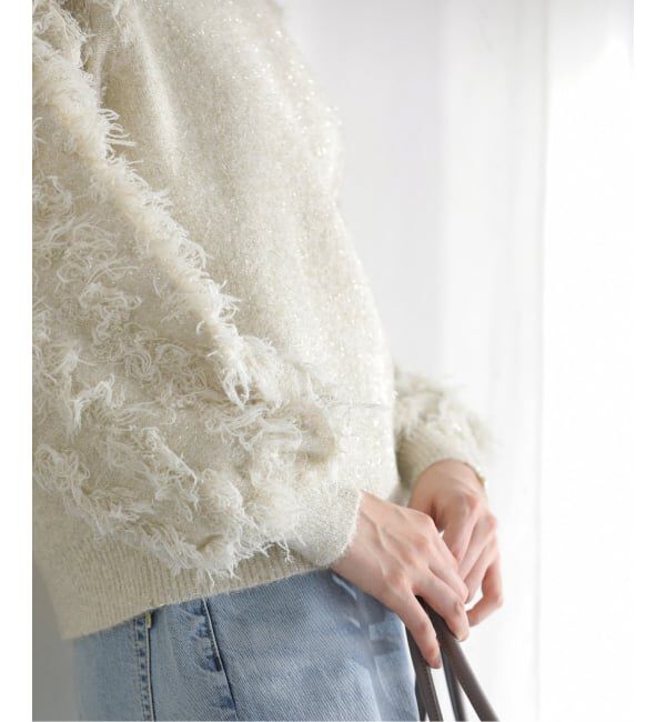  「【洗える】ラメジャガードフリンジプルオーバー」|ニット・セーター|