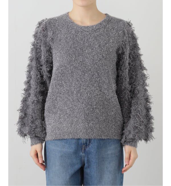  「【洗える】ラメジャガードフリンジプルオーバー」|ニット・セーター|