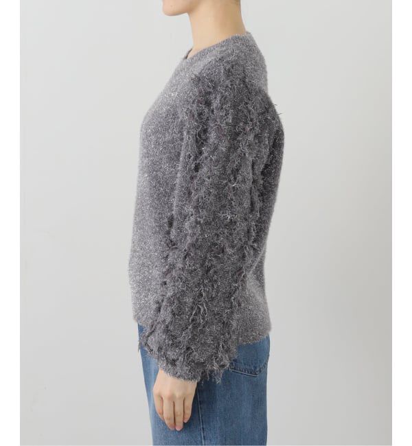  「【洗える】ラメジャガードフリンジプルオーバー」|ニット・セーター|
