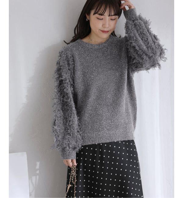  「【洗える】ラメジャガードフリンジプルオーバー」|ニット・セーター|