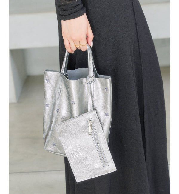  「MARLON/マーロン STARS EMBROIDERED TOTE」|トートバッグ|シルバー