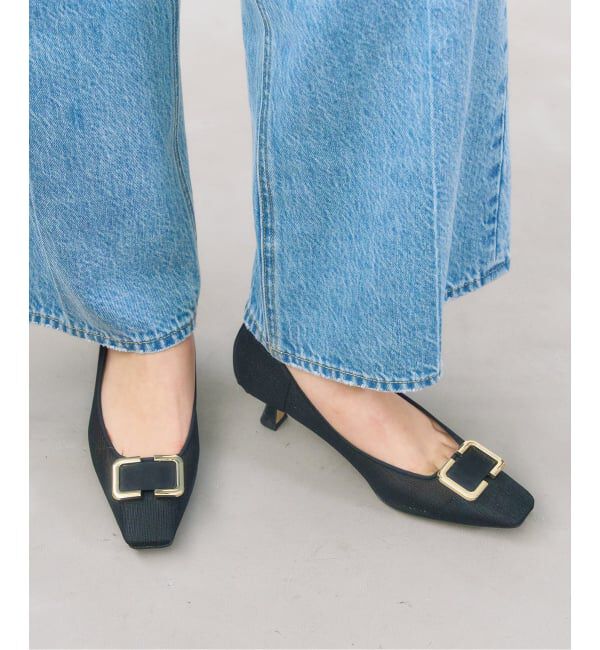  「《予約》5cmスクエアチュールバックルパンプス」|パンプス|ブラック C