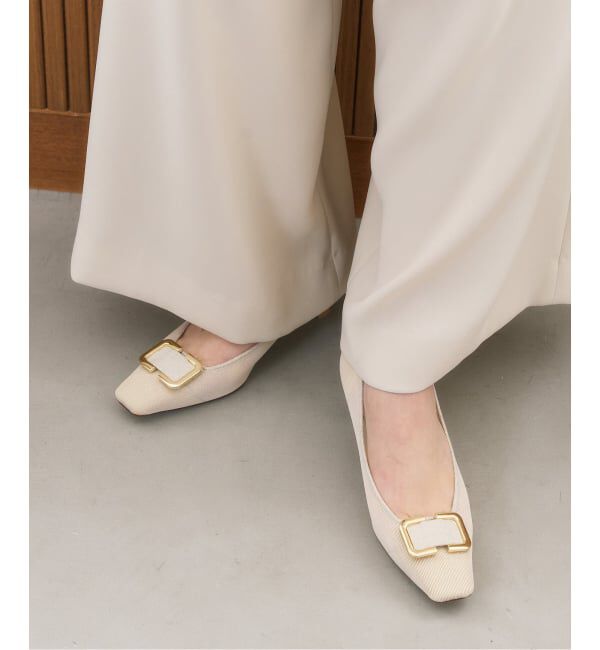  「《予約》5cmスクエアチュールバックルパンプス」|パンプス|