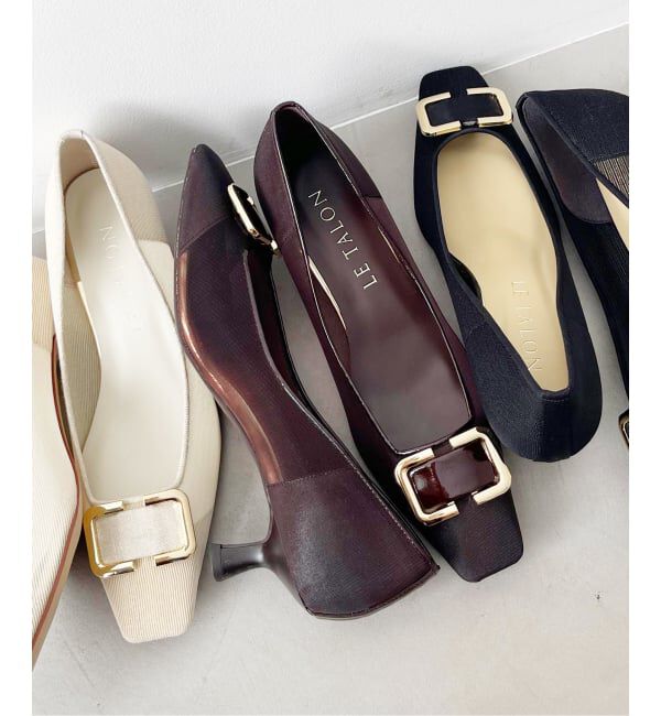  「《予約》5cmスクエアチュールバックルパンプス」|パンプス|