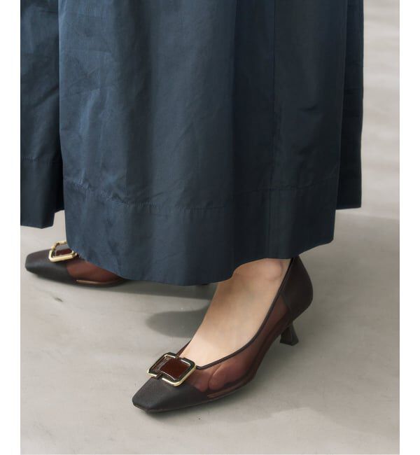  「《予約》5cmスクエアチュールバックルパンプス」|パンプス|ブラウン