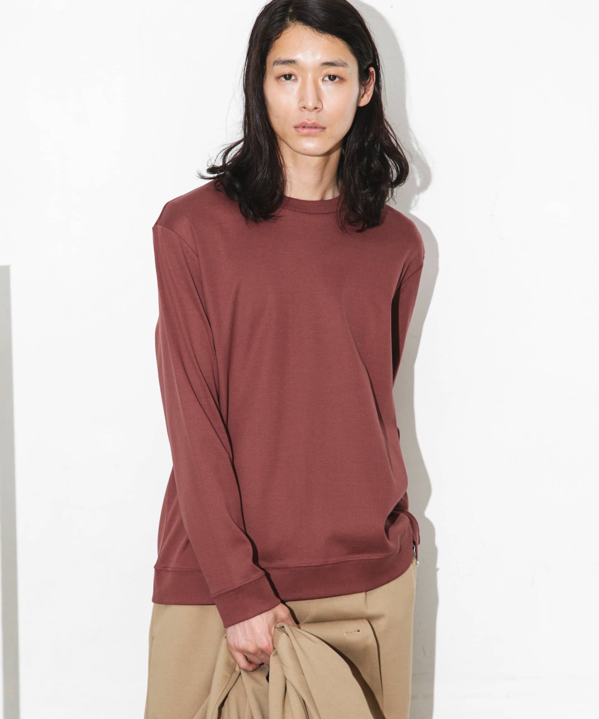 nano･universe「｢FORMAL JERSEY｣クルーネックカットソー長袖」|Tシャツ・カットソー|ボルドー3