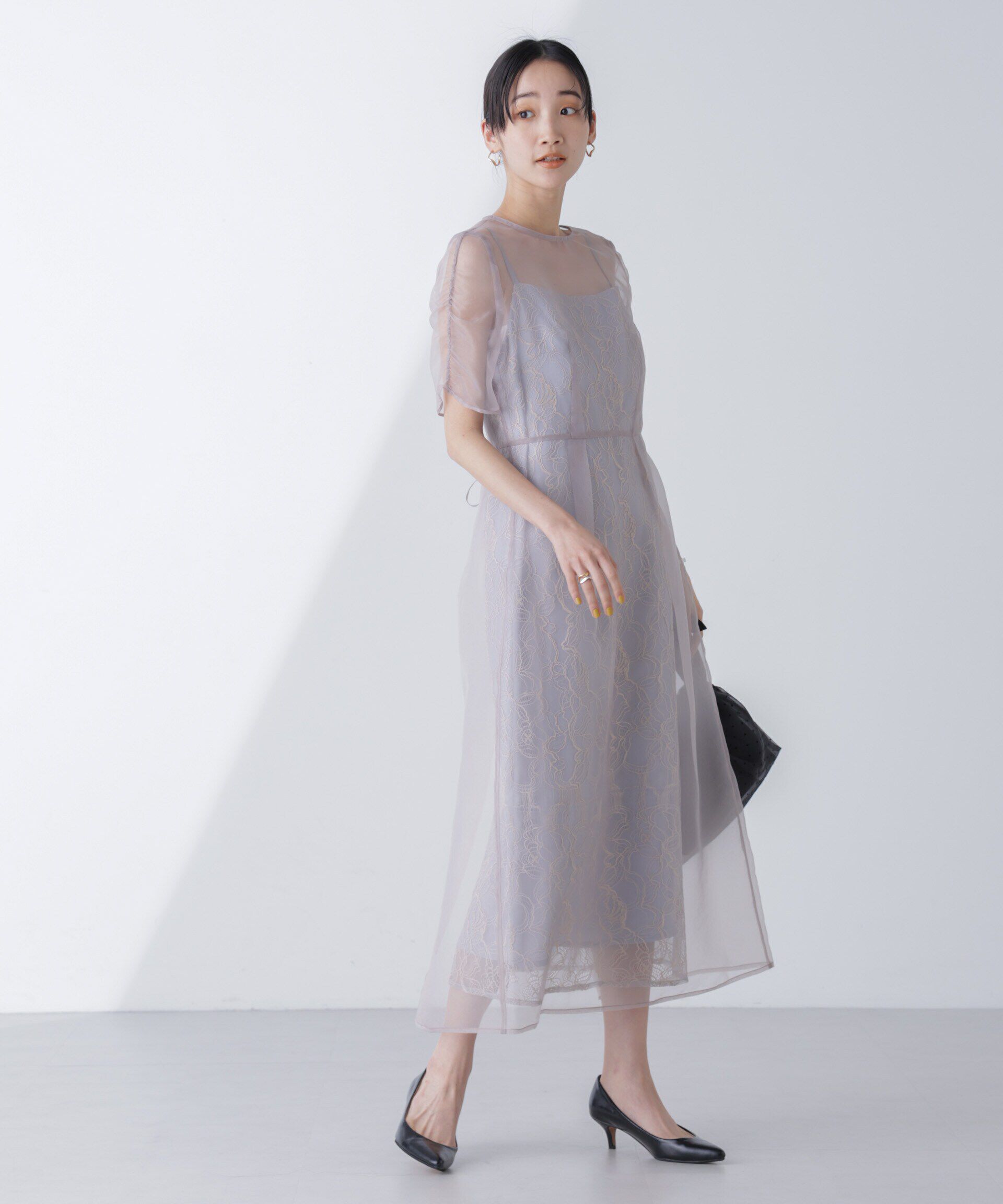 nano･universe「kaene/オーガンエプロンレースドレス」|ワンピース|ピンクベージ 6