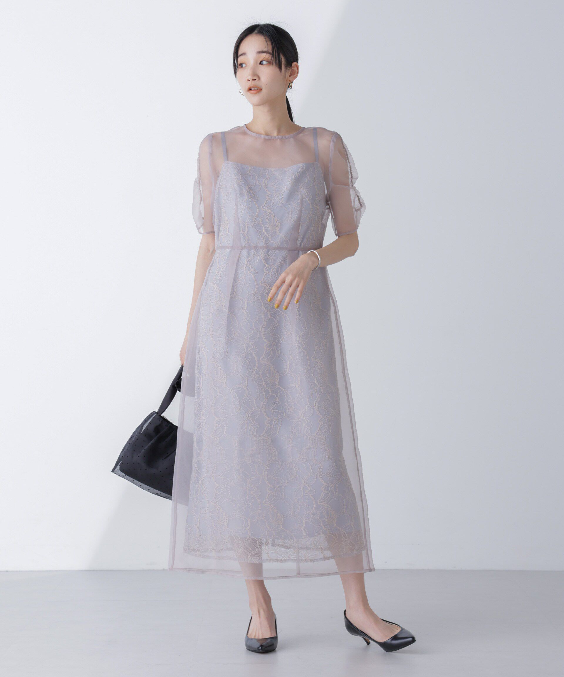 nano･universe「kaene/オーガンエプロンレースドレス」|ワンピース|