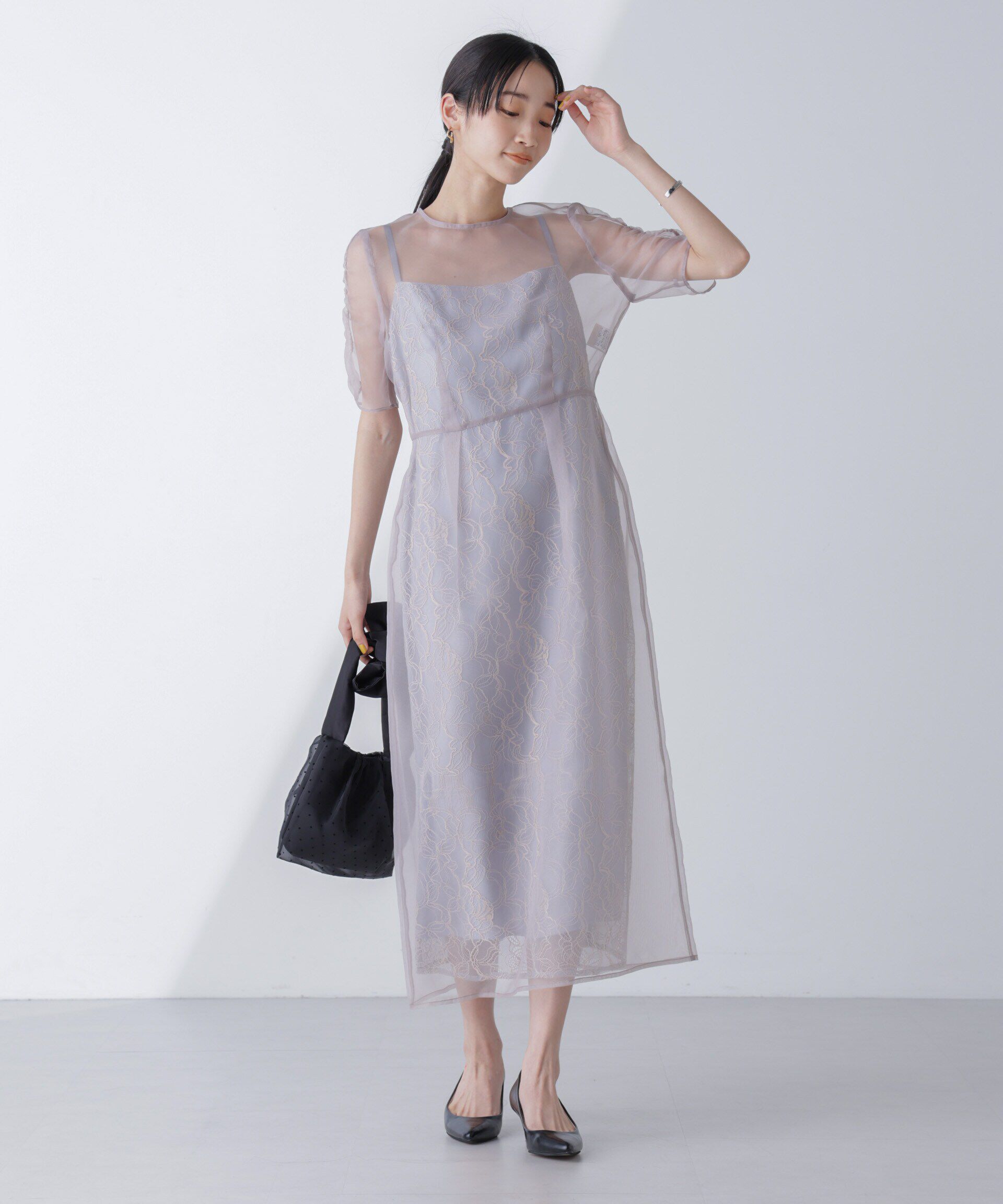 nano･universe「kaene/オーガンエプロンレースドレス」|ワンピース|