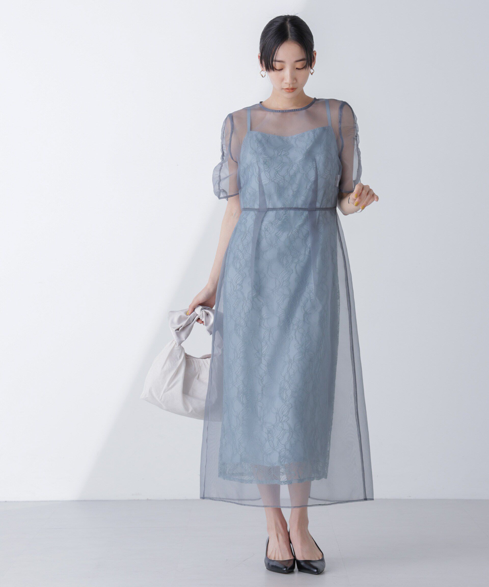 nano･universe「kaene/オーガンエプロンレースドレス」|ワンピース|