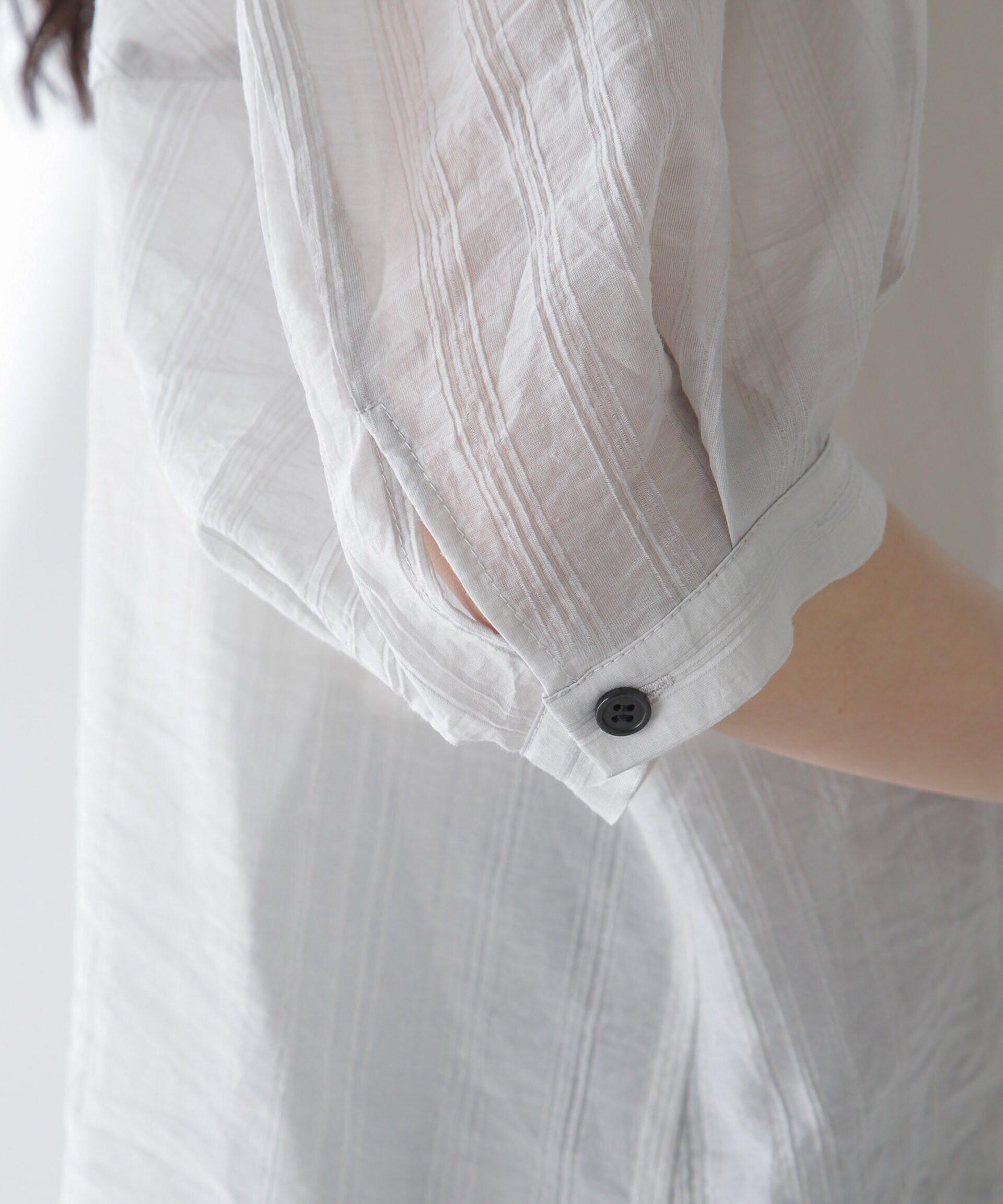 nano･universe「シアーストライプタックスリーブブラウス」|シャツ・ブラウス|