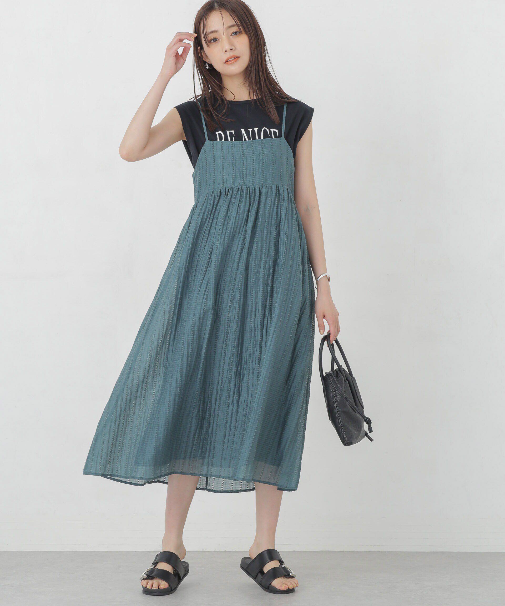 nano･universe「シアードビーギャザーキャミワンピース」|ワンピース|