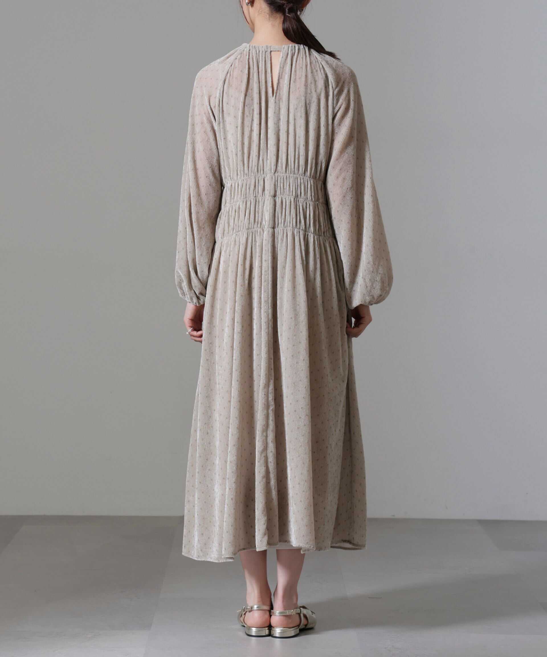 nano･universe「ストライプベロアギャザーワンピース」|ワンピース|