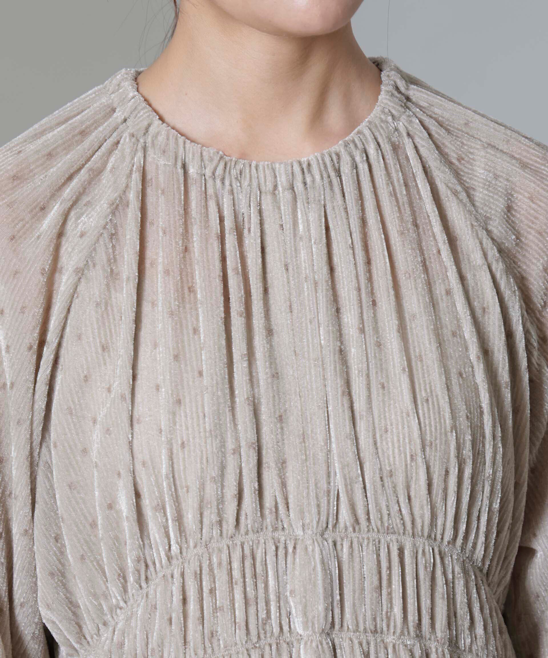 nano･universe「ストライプベロアギャザーワンピース」|ワンピース|