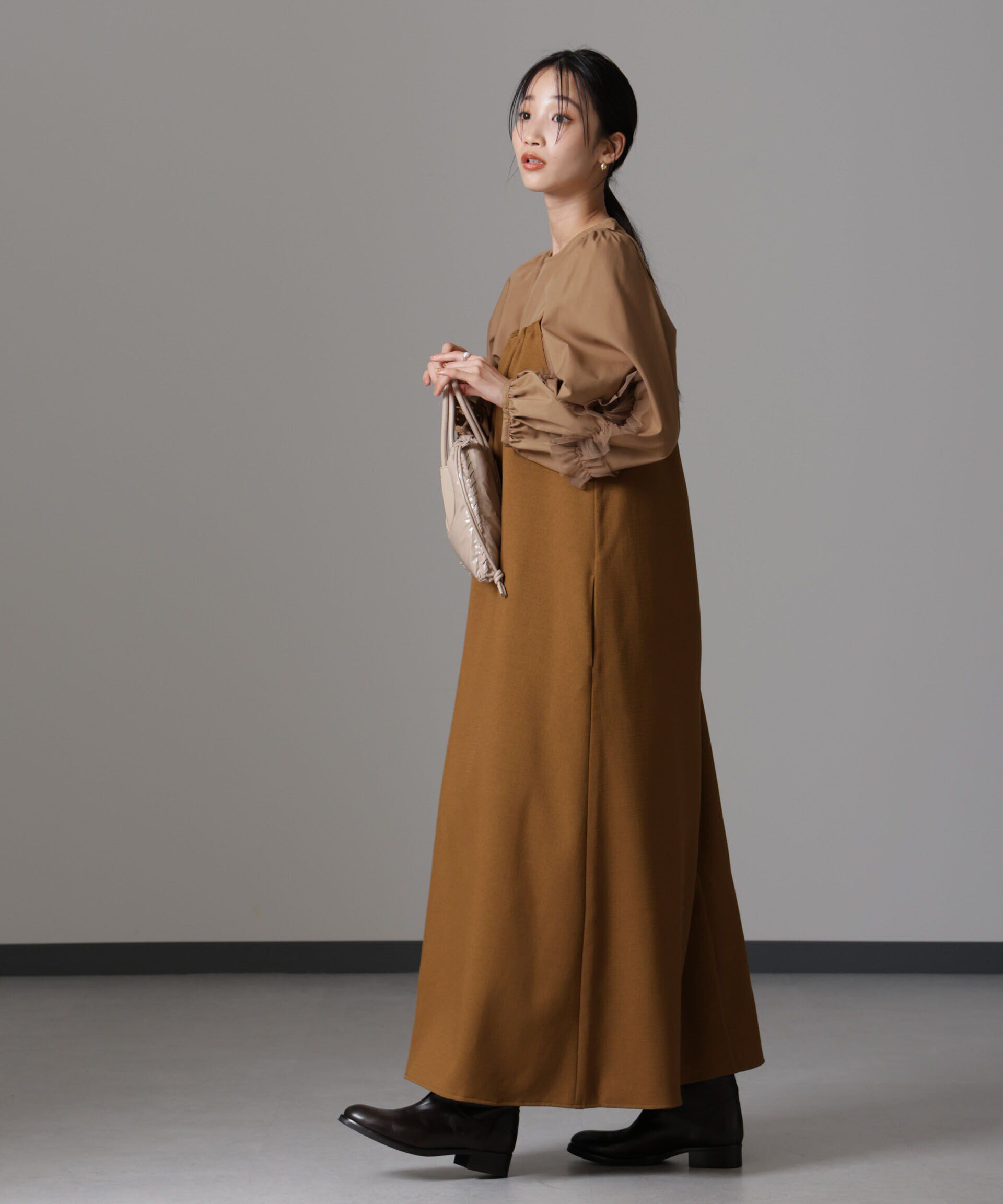 nano･universe「スラブツイードバックリボンキャミソールワンピース」|ワンピース|