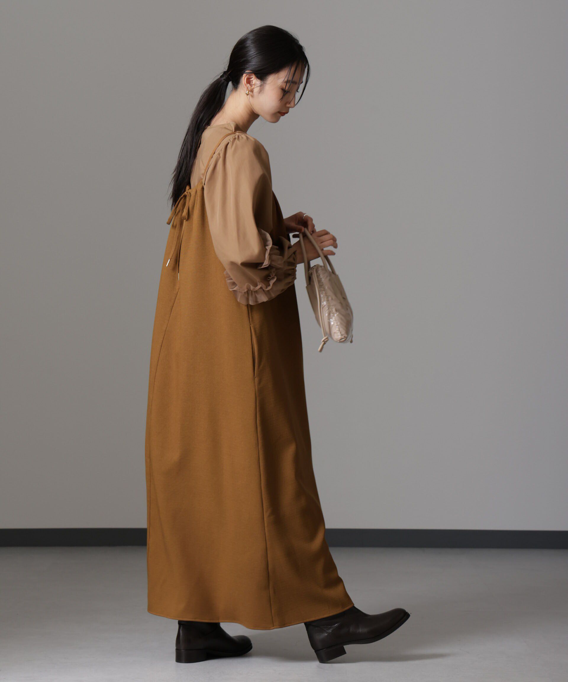 nano･universe「スラブツイードバックリボンキャミソールワンピース」|ワンピース|