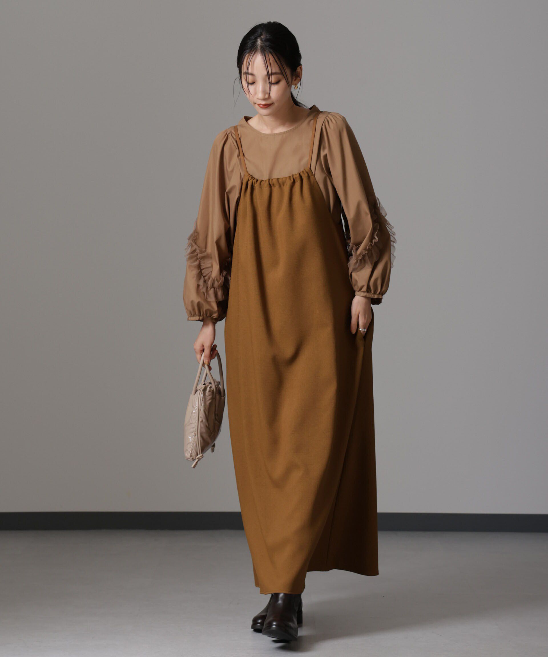 nano･universe「スラブツイードバックリボンキャミソールワンピース」|ワンピース|