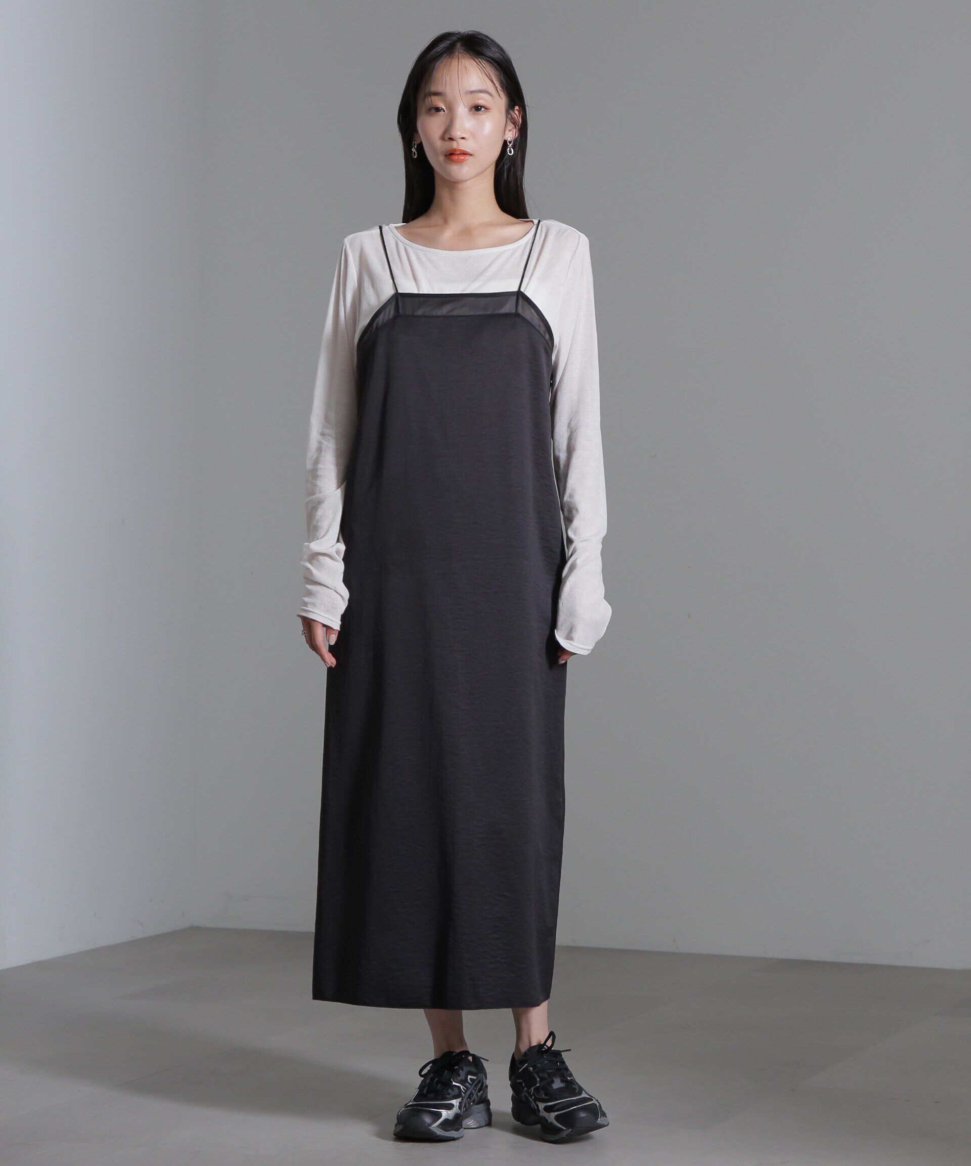 nano･universe「シアーパーツキャミワンピース」|ワンピース|ブラック