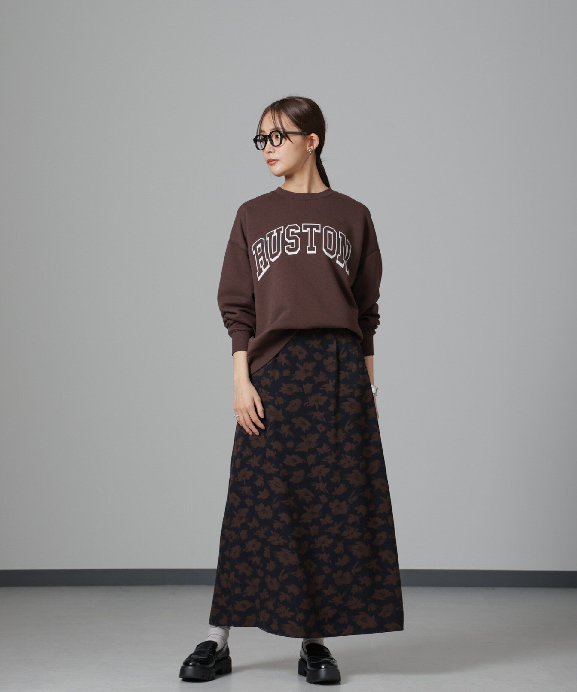 nano･universe「フラワープリントマキシスカート」|スカート|