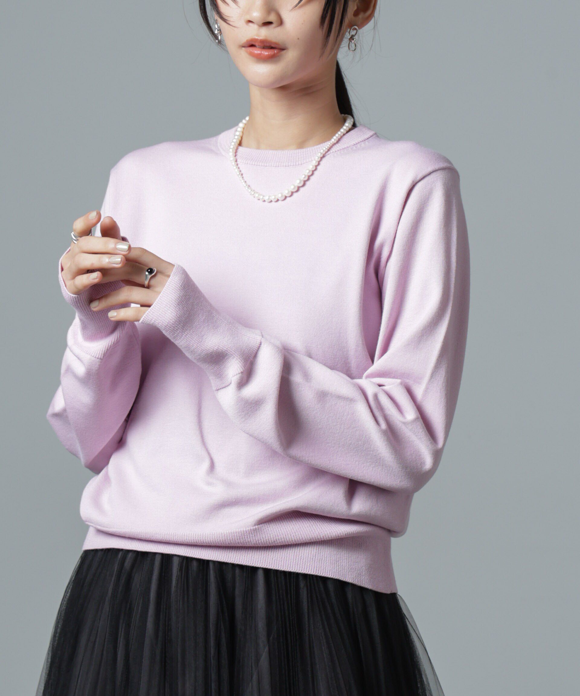 nano･universe「洗濯機洗可バンブーレーヨンニットプルオーバー」|ニット・セーター|