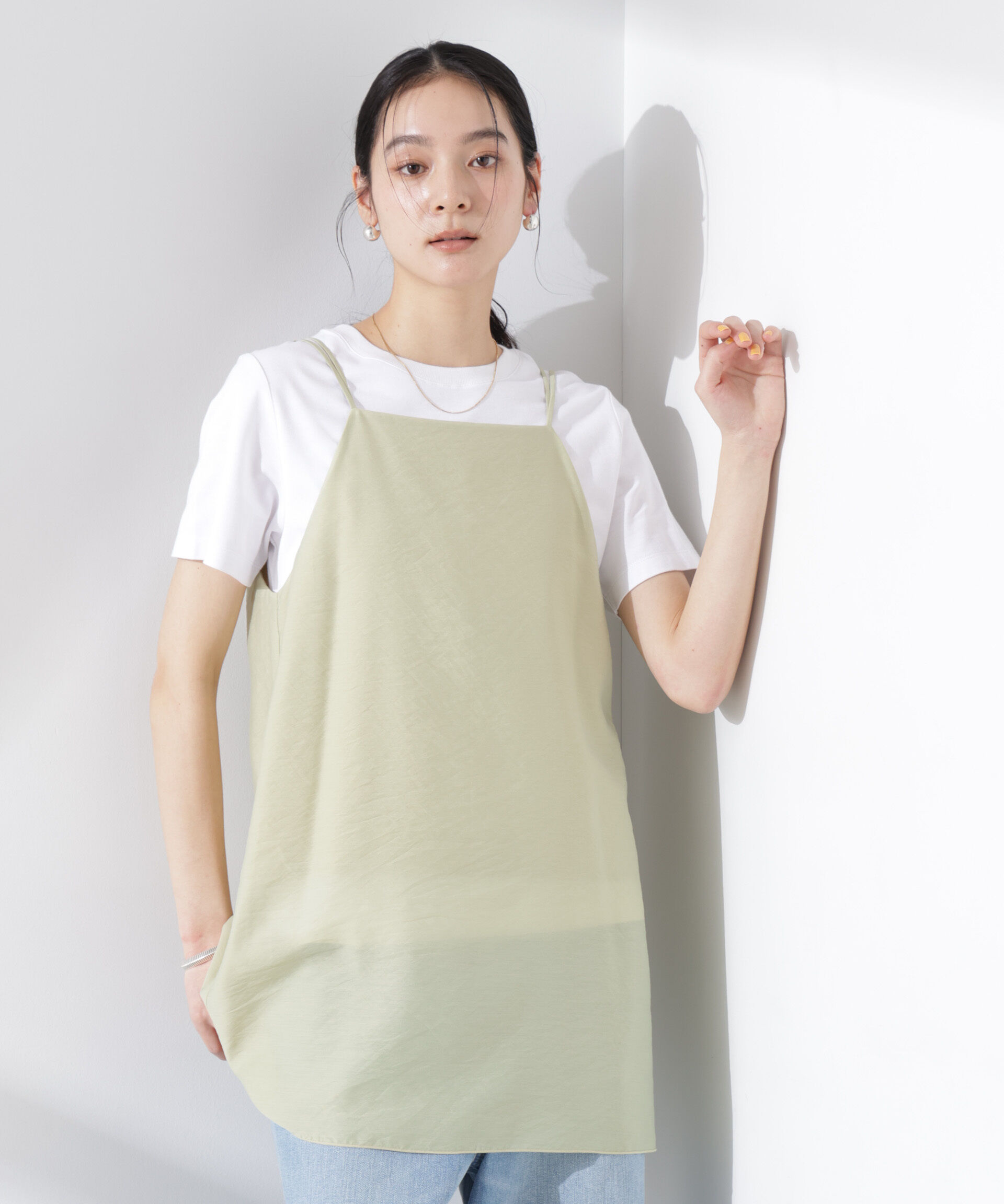 nano･universe「ダブルストラップミディキャミ（セットアップ可）」|シャツ・ブラウス|イエロー