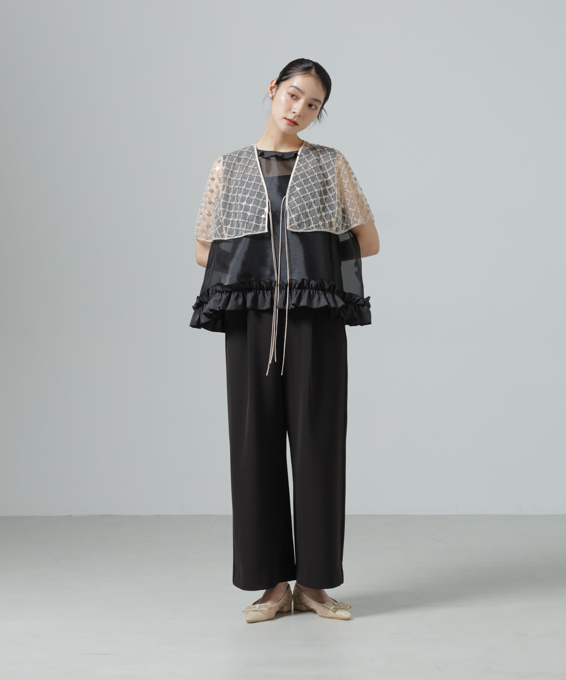 nano･universe「スパンコールビーズ刺繍ボレロストール」|シャツ・ブラウス|