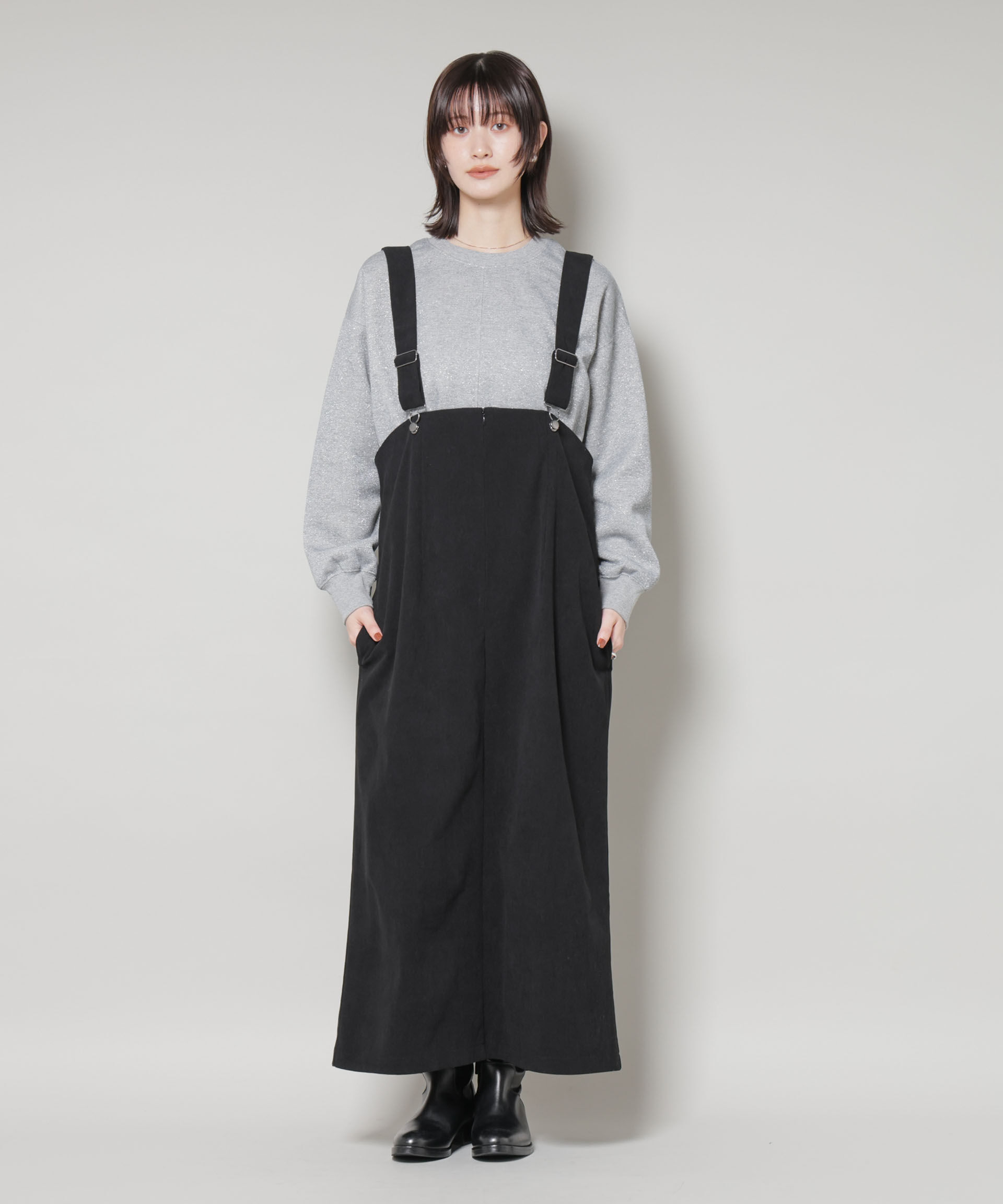 nano･universe「ストレッチ起毛ジャンパースカート(セットアップ可)」|ワンピース|