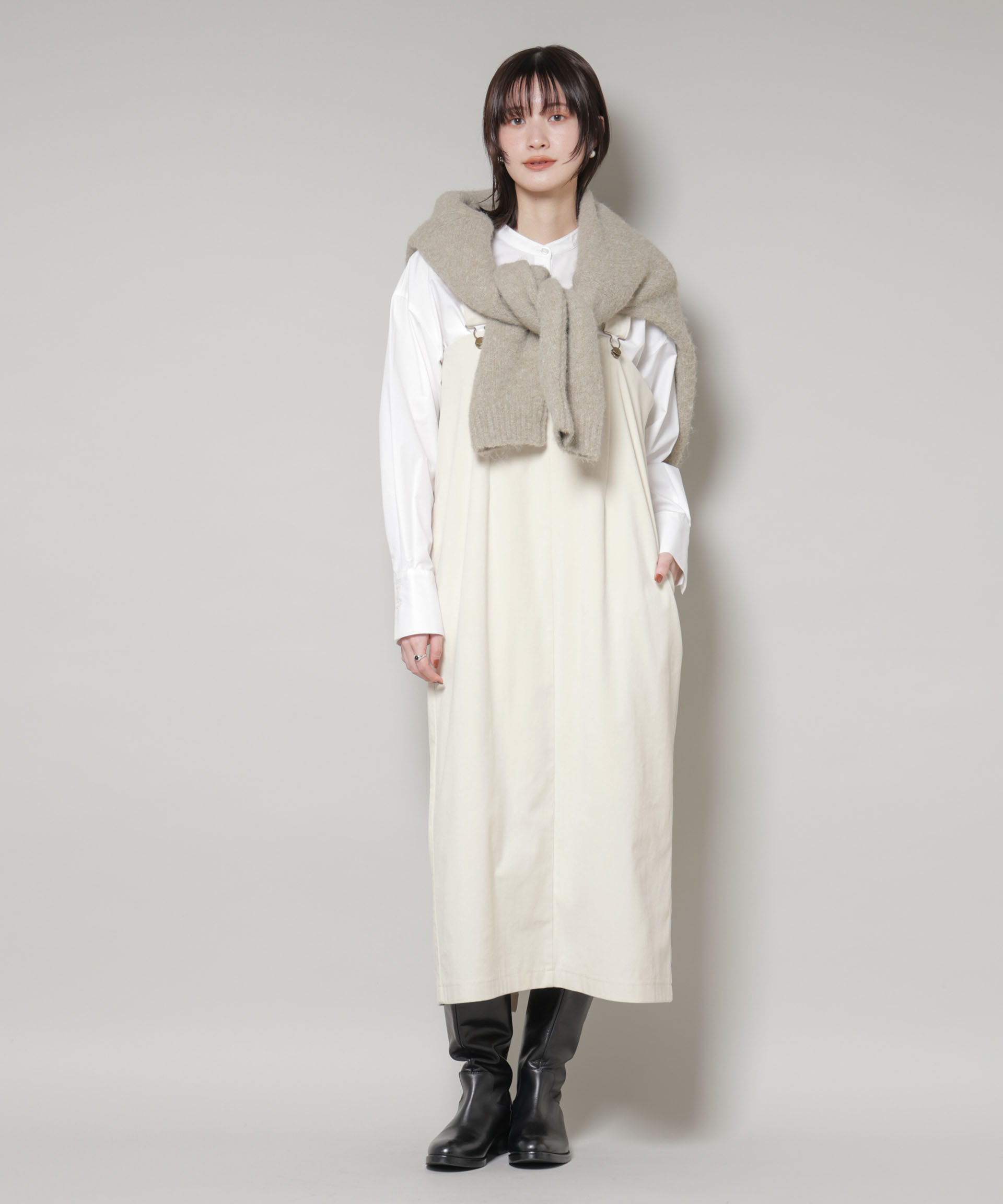 nano･universe「ストレッチ起毛ジャンパースカート(セットアップ可)」|ワンピース|