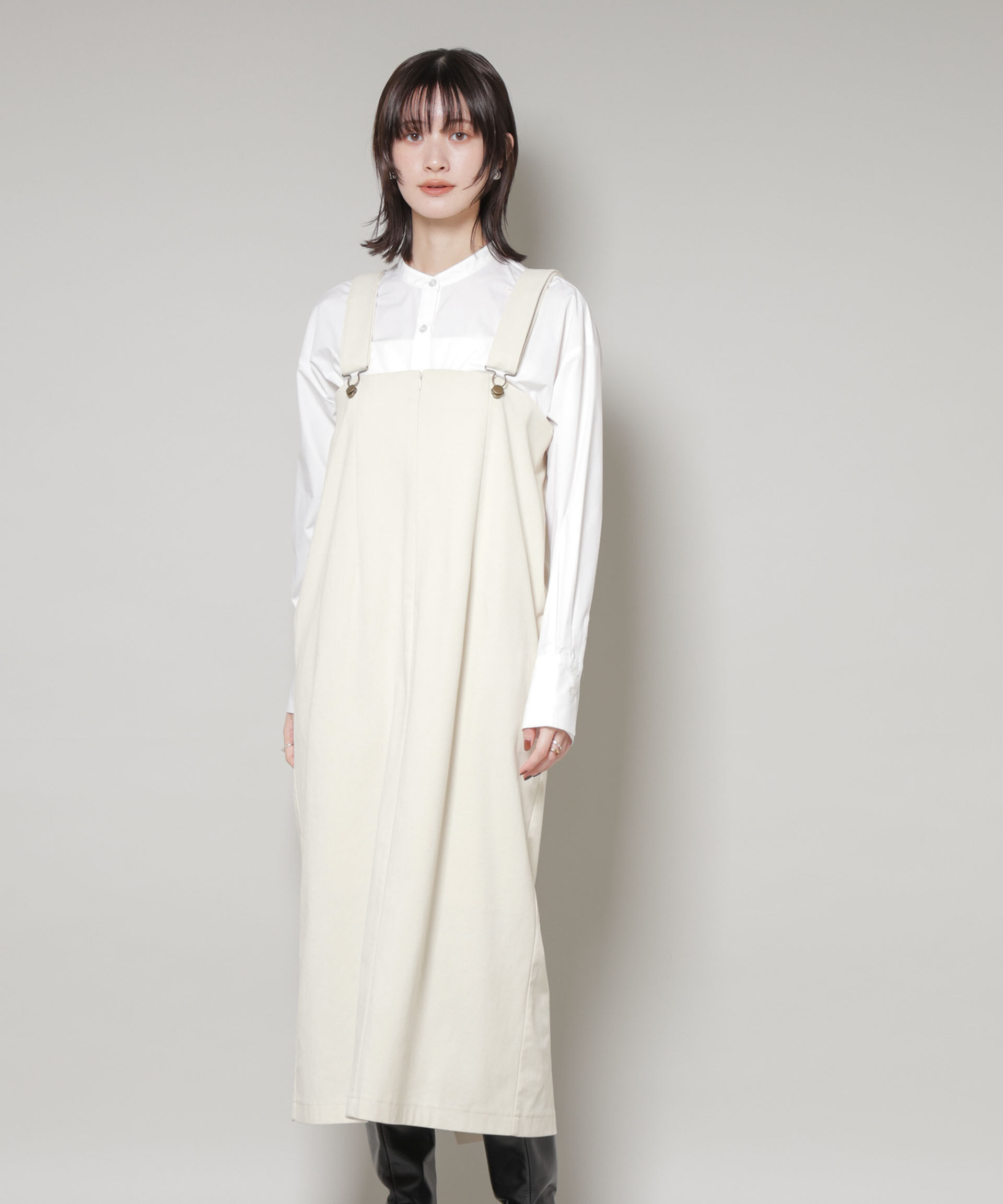 nano･universe「ストレッチ起毛ジャンパースカート(セットアップ可)」|ワンピース|