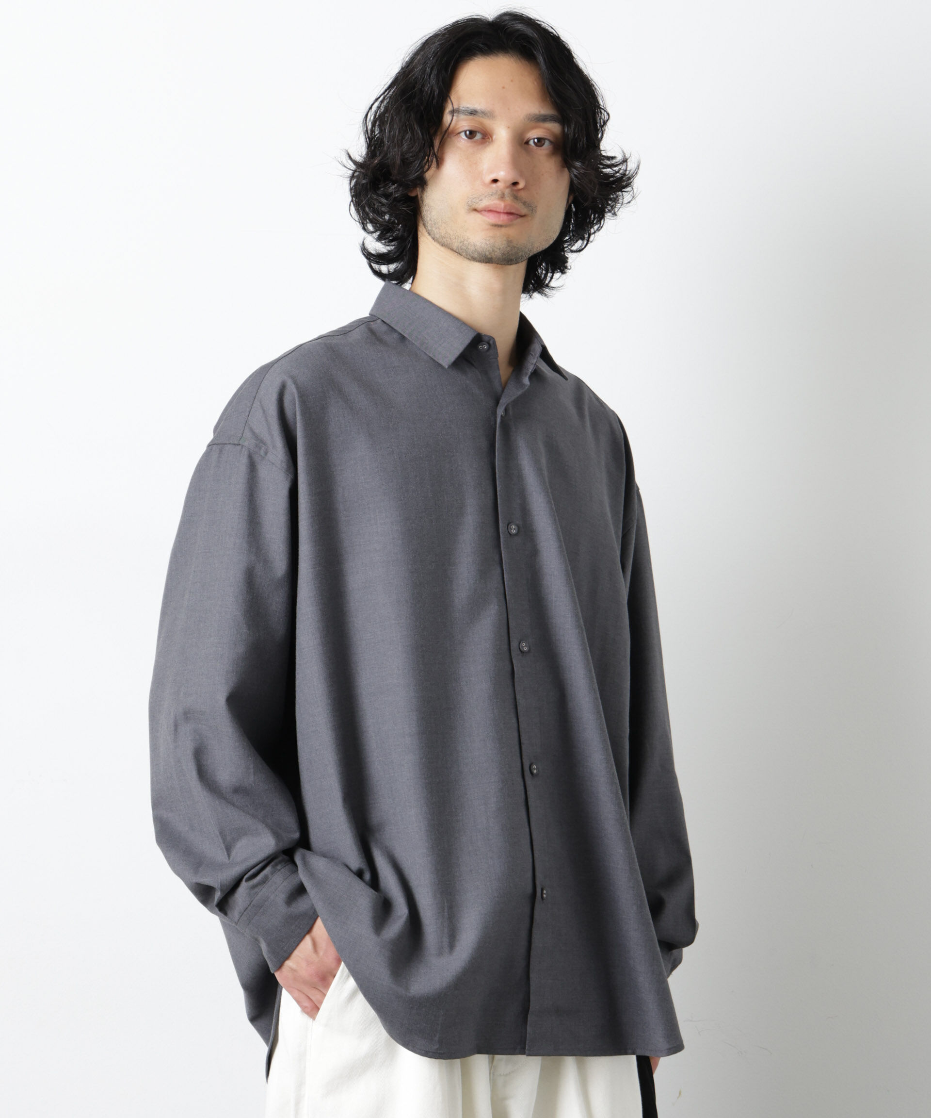 nano･universe「ビッグドレープシャツ 長袖」|シャツ・ブラウス|