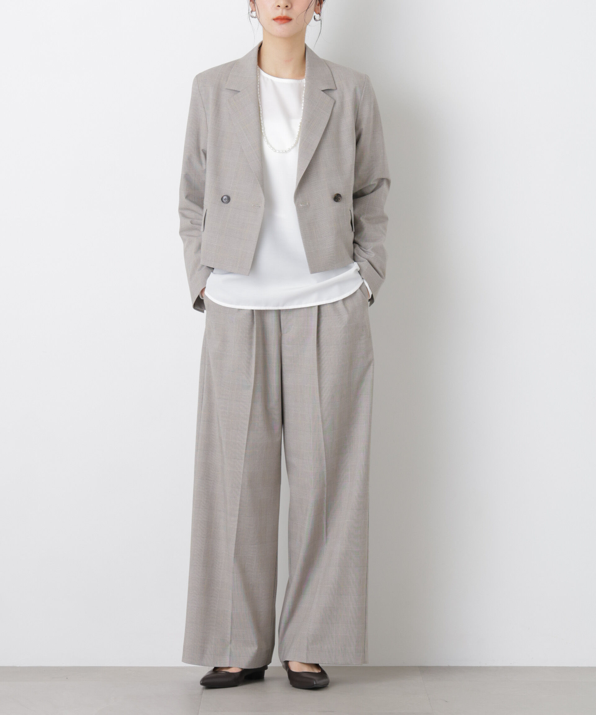 nano･universe「トロストレッチ2タックワイドパンツ(セットアップ可)」|チノ|パターン1