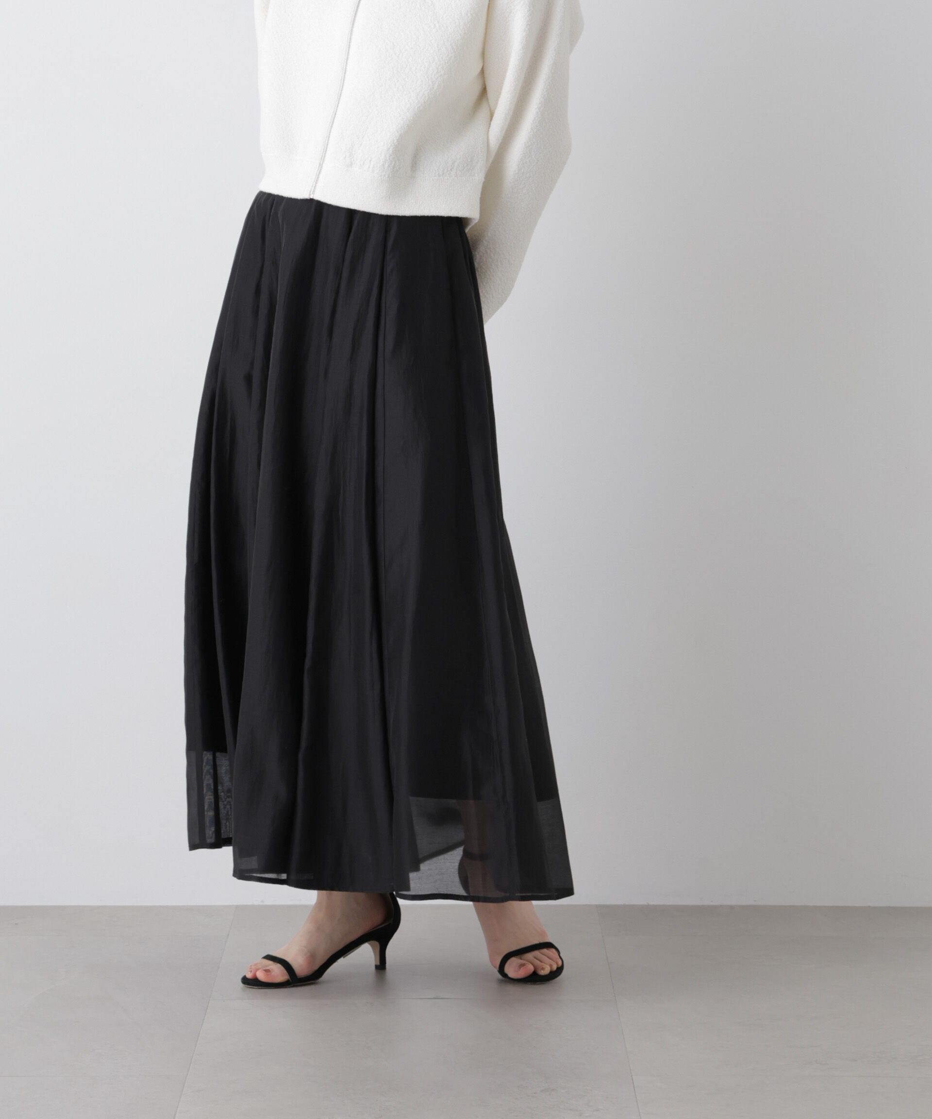 nano･universe「シアーオーガンジータックフレアスカート」|スカート|