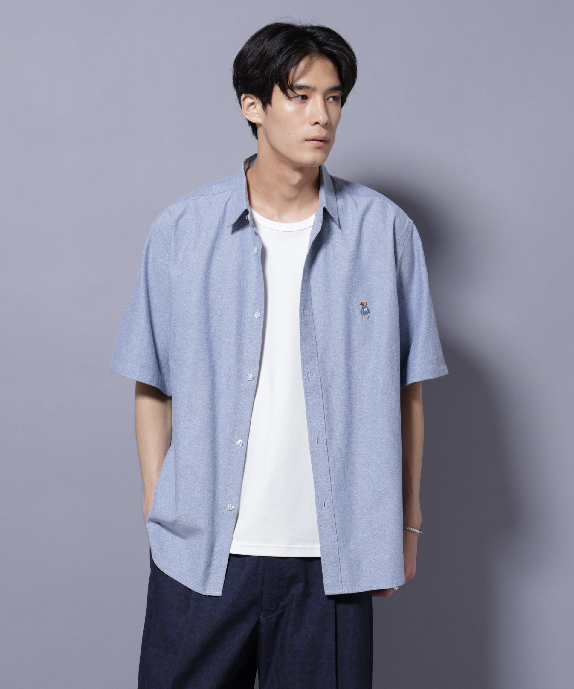 nano･universe「ナノベアワンポイントシャツ半袖」|シャツ・ブラウス|