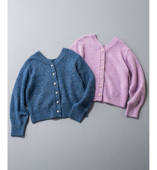 組曲「【加藤ローサさん着用 / 前後着用可】スパンコールヤーン カーディガン」|カーディガン|