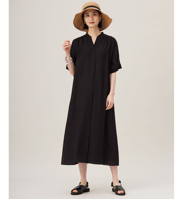 自由区「【接触冷感・UVケア・抗菌防臭・洗える】リヨセルポプリンシャツ ワンピース」|ワンピース|