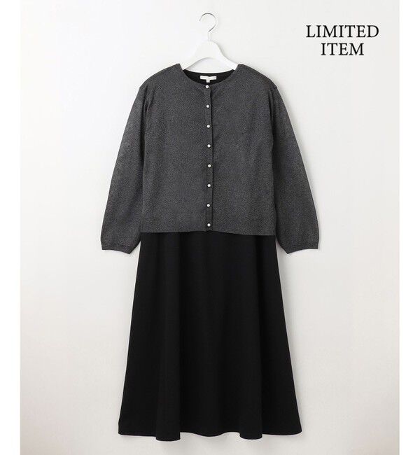 自由区「【WEB限定・洗える】シアーカーデ&times;ジャージードレス セット」|ワンピース|