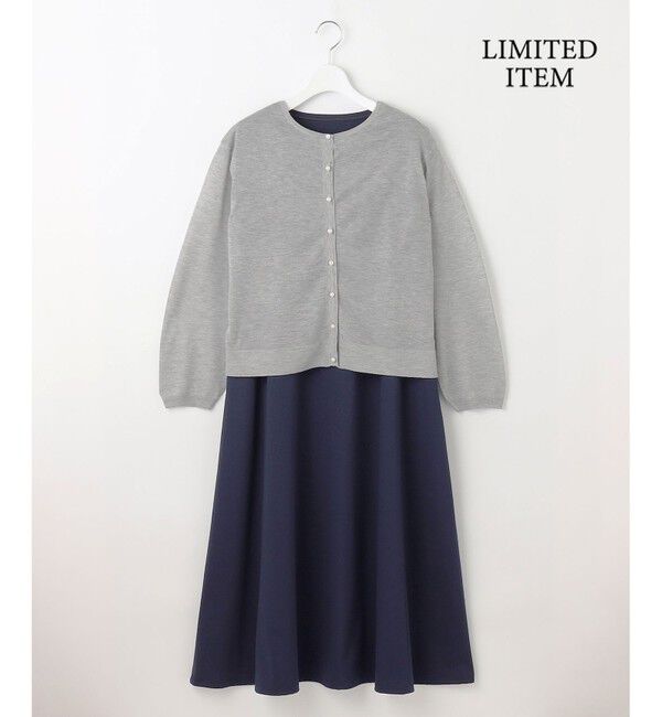 自由区「【WEB限定・洗える】シアーカーデ&times;ジャージードレス セット」|ワンピース|