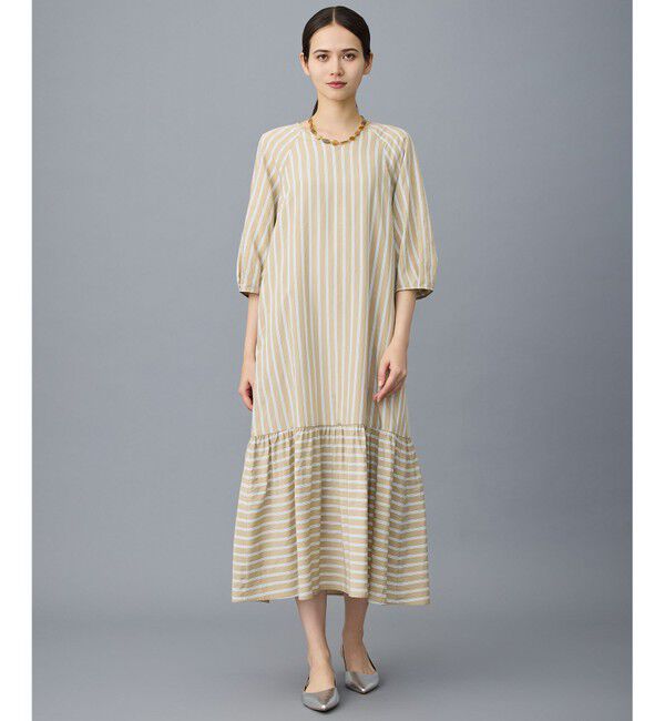 自由区「ビスコースナイロンドビーストライプ ワンピース」|ワンピース|ベージュ系