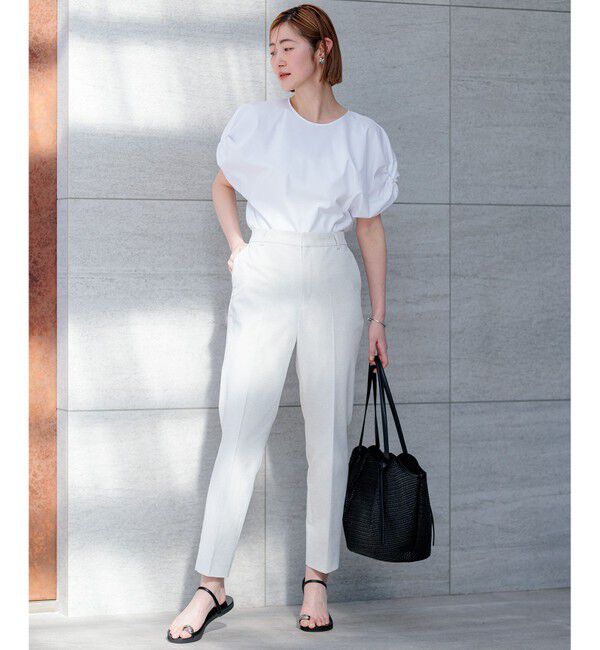 23区「【セットアップ対応/洗える】コットンリネン オックスストレッチ テーパード パンツ」|その他|