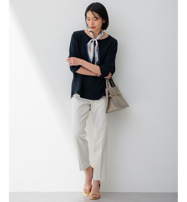 23区「【セットアップ対応/洗える】コットンリネン オックスストレッチ テーパード パンツ」|その他|