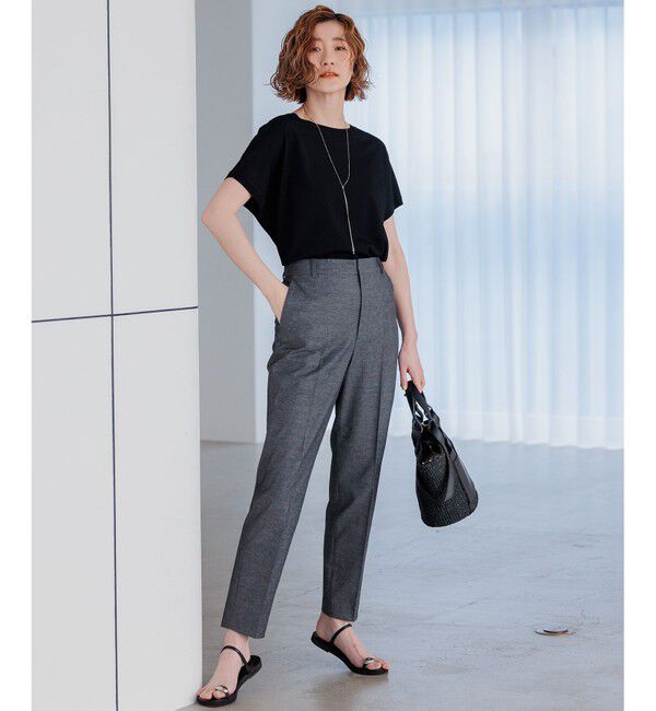 23区「【セットアップ対応/洗える】コットンリネン オックスストレッチ テーパード パンツ」|その他|