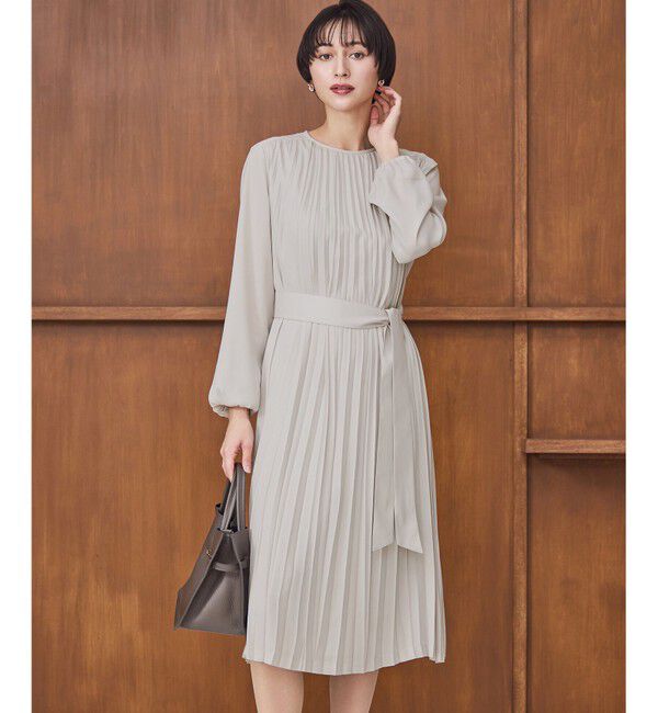 23区「【洗える】クリスタルアムンゼン プリーツワンピース」|ワンピース|ベージュ系