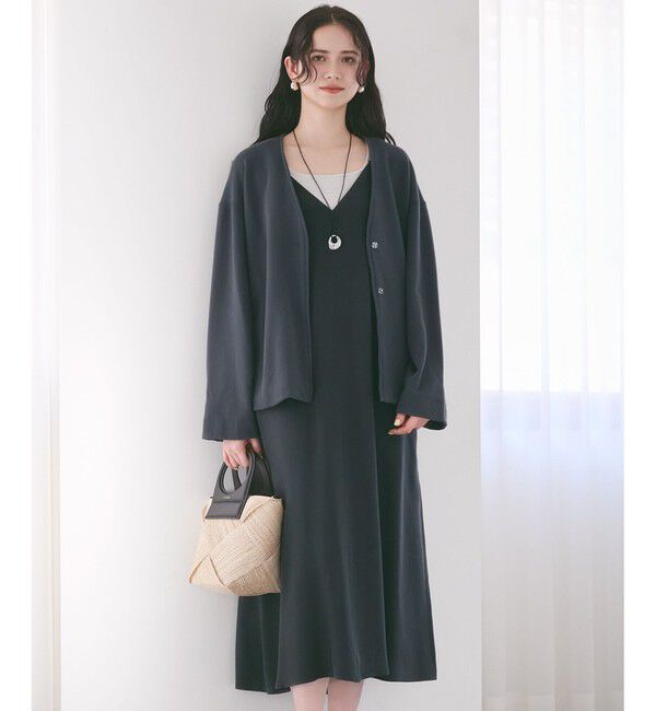23区「【SLOW/一部店舗限定】キュプラフィブリルクロス キャミ ワンピース」|ワンピース|グレー系