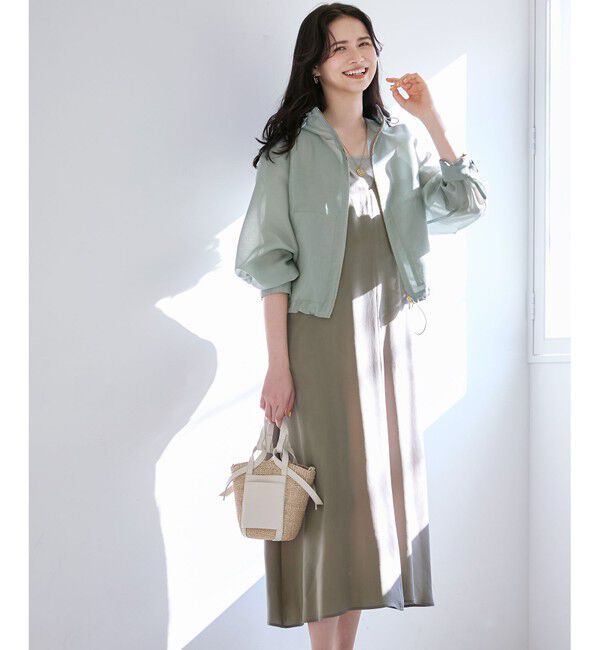 23区「【SLOW/一部店舗限定】キュプラフィブリルクロス キャミ ワンピース」|ワンピース|カーキ系