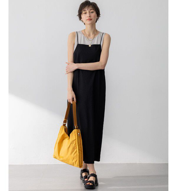 23区「【洗える】リネンレーヨンストレッチ  Iライン キャミソール ワンピース」|ワンピース|