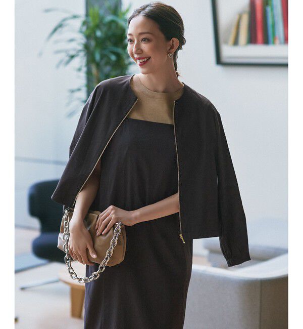 23区「【洗える】リネンレーヨンストレッチ  Iライン キャミソール ワンピース」|ワンピース|