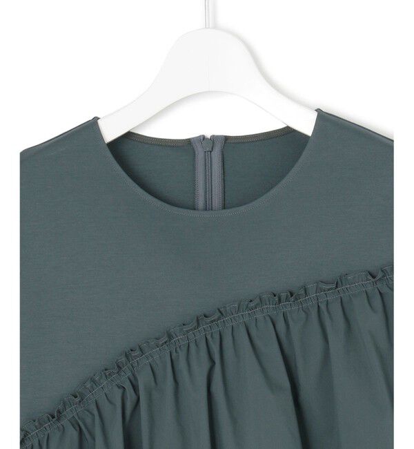 23区「【汗じみ防止/洗える】ランダムフリルジャージー ドッキング カットソー」|Tシャツ・カットソー|