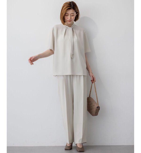 23区「【UVカット/接触冷感/吸水速乾】ストレッチジョーゼット ボウタイ カットソー」|Tシャツ・カットソー|