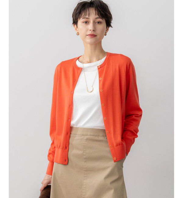 23区「【洗える】サステナブルウール ベーシック カーディガン」|カーディガン|オレンジ系